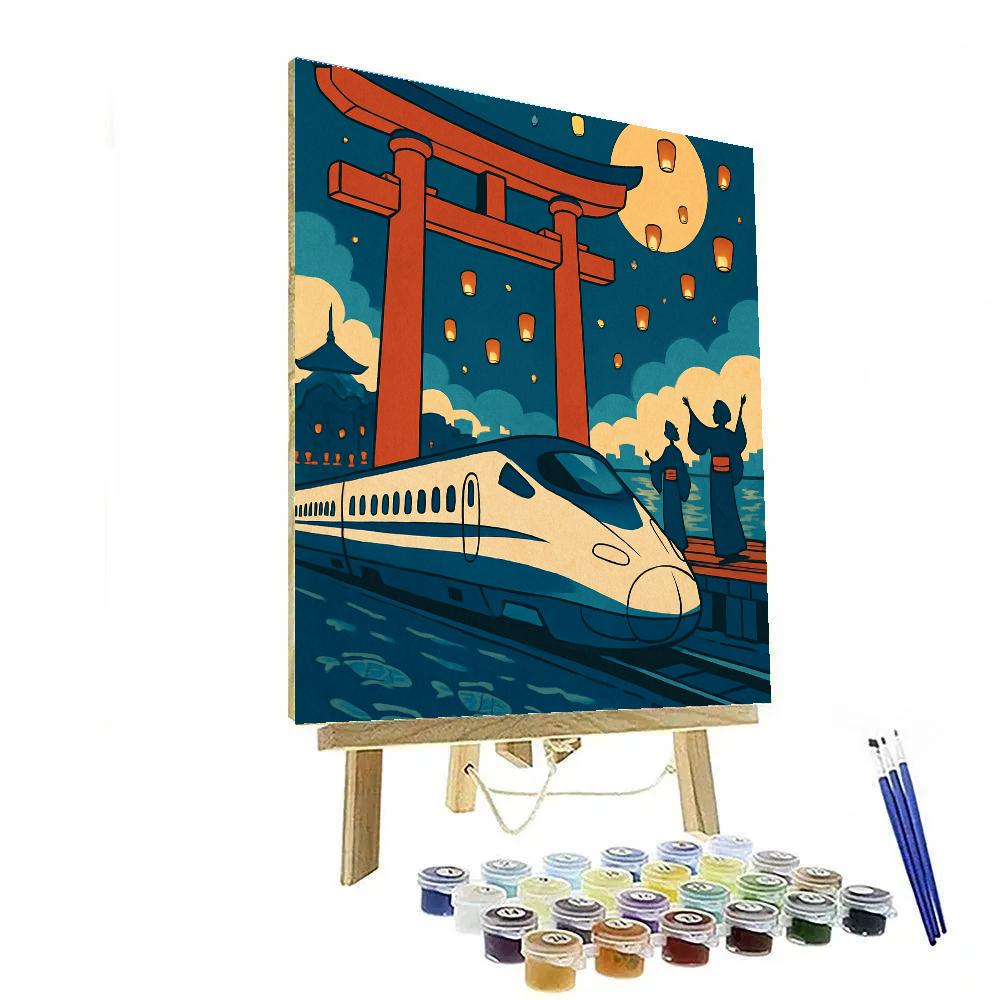 Japan Neon Torii Night Express Paint by numbers art