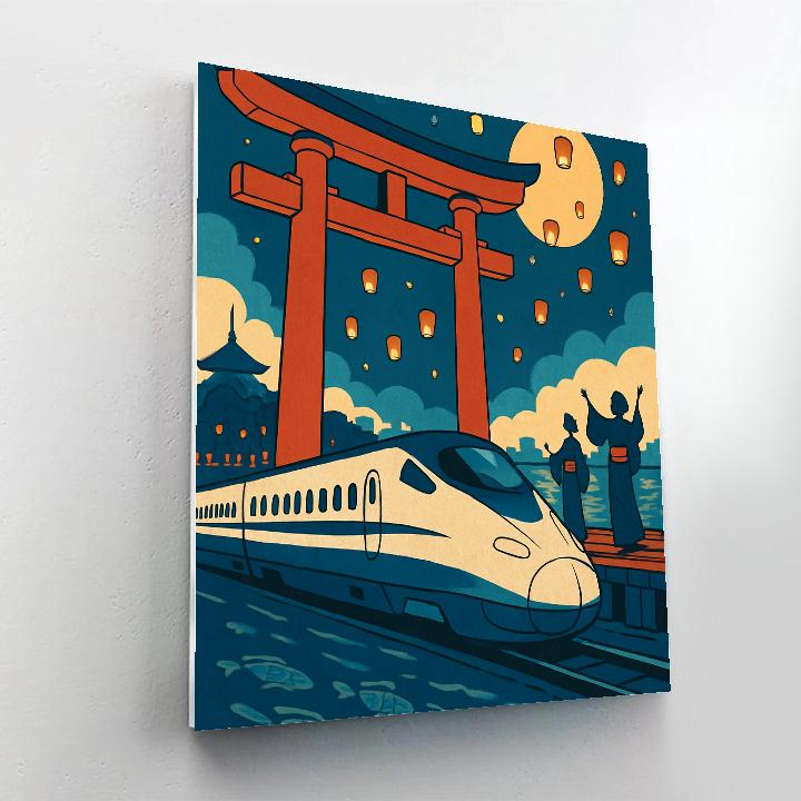 Japan Neon Torii Night Express Paint by numbers art