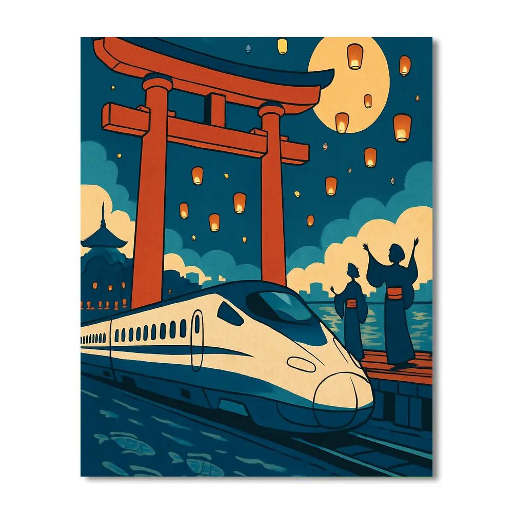 Japan Neon Torii Night Express Paint by numbers art