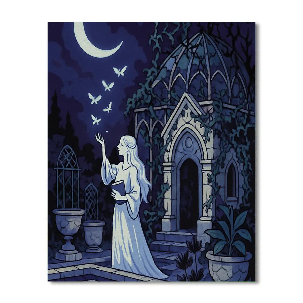 Moonlit Conservatory In Gothic Style painting number kit