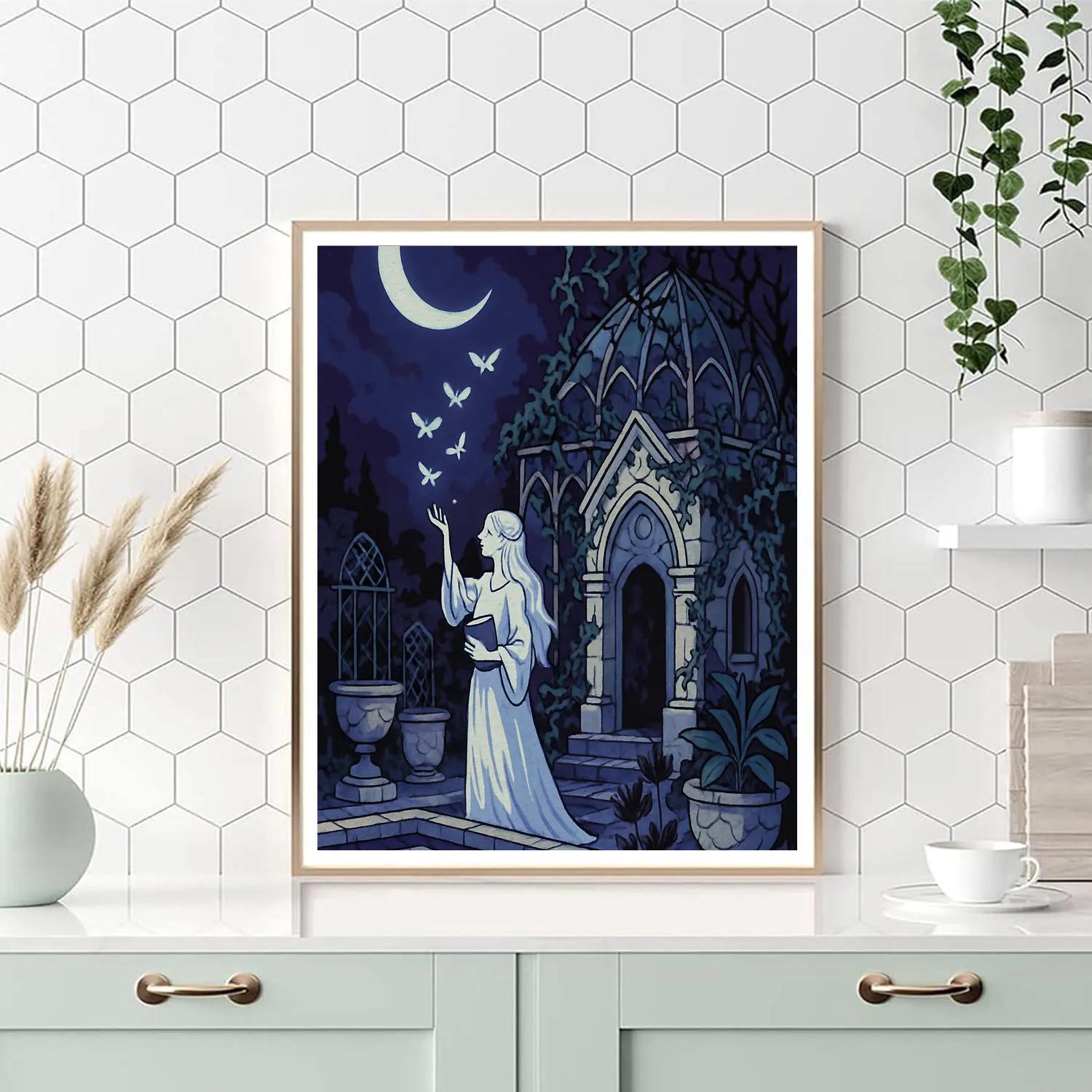 Moonlit Conservatory In Gothic Style painting number kit