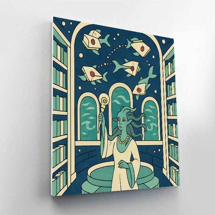 Library Of Whispering Tides In Fantasy Paint by numbers art