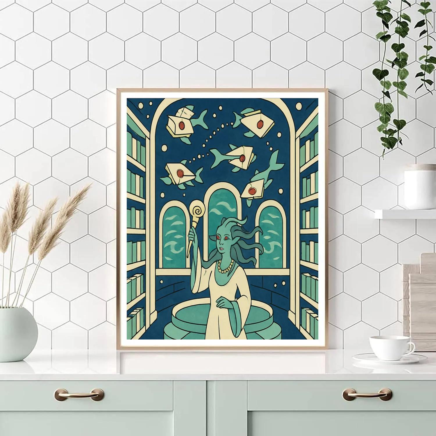 Library Of Whispering Tides In Fantasy Paint by numbers art