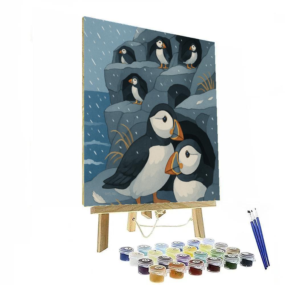 Snowfall Rookery With Birds In Midwinter Numbered painting kits