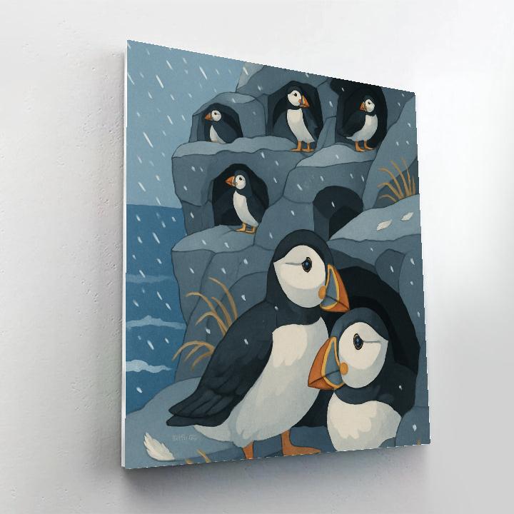 Snowfall Rookery With Birds In Midwinter Numbered painting kits