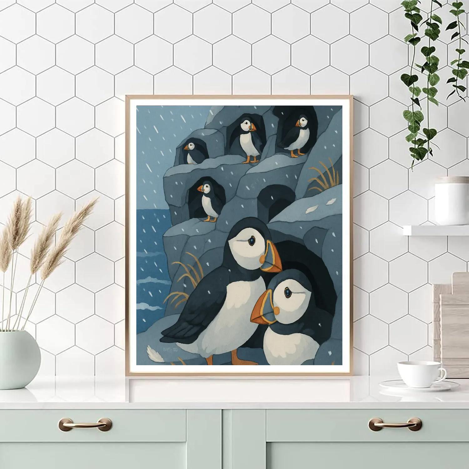 Snowfall Rookery With Birds In Midwinter Numbered painting kits