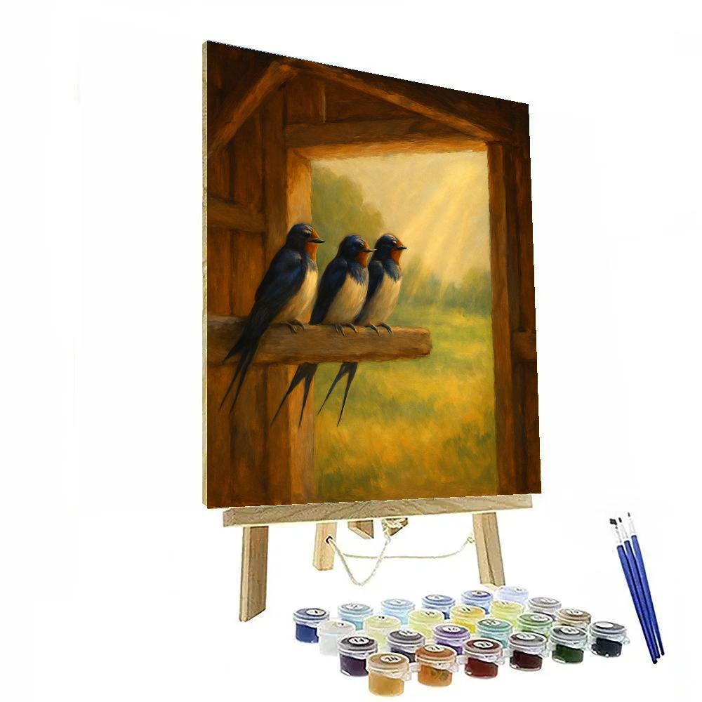 Barn Swallows Under The Sunlit Rafters Paint by numbers kits