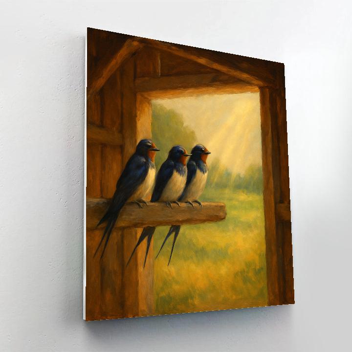 Barn Swallows Under The Sunlit Rafters Paint by numbers kits