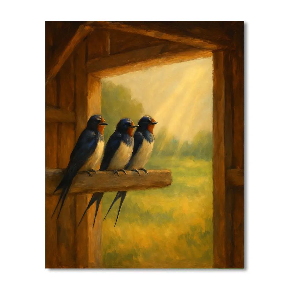 Barn Swallows Under The Sunlit Rafters Paint by numbers kits