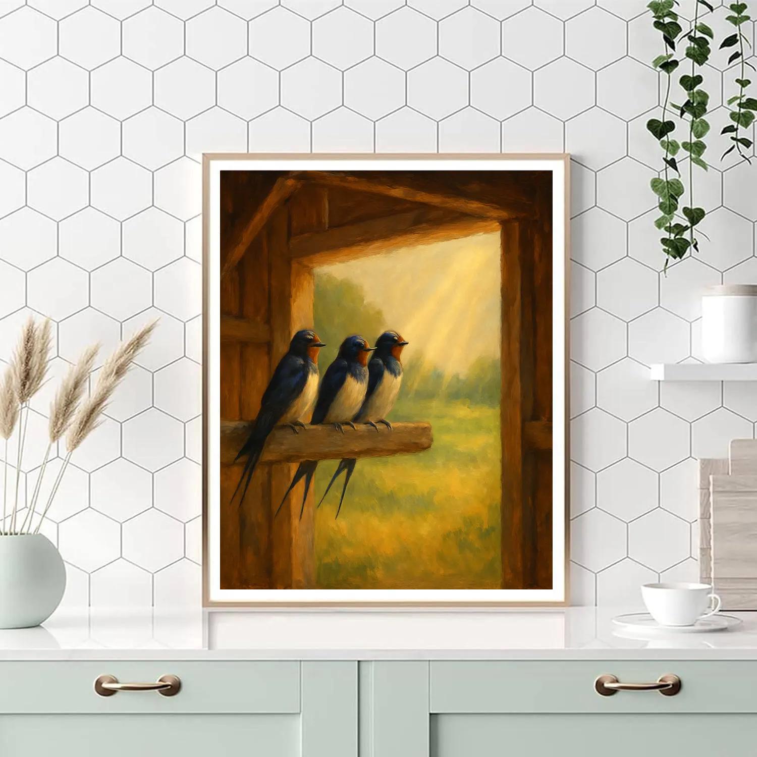 Barn Swallows Under The Sunlit Rafters Paint by numbers kits