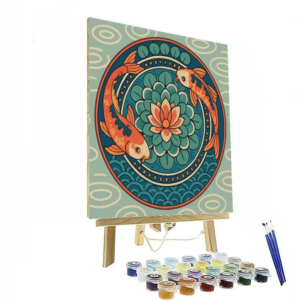 Koi Garden In Mandala Bloom Number painting