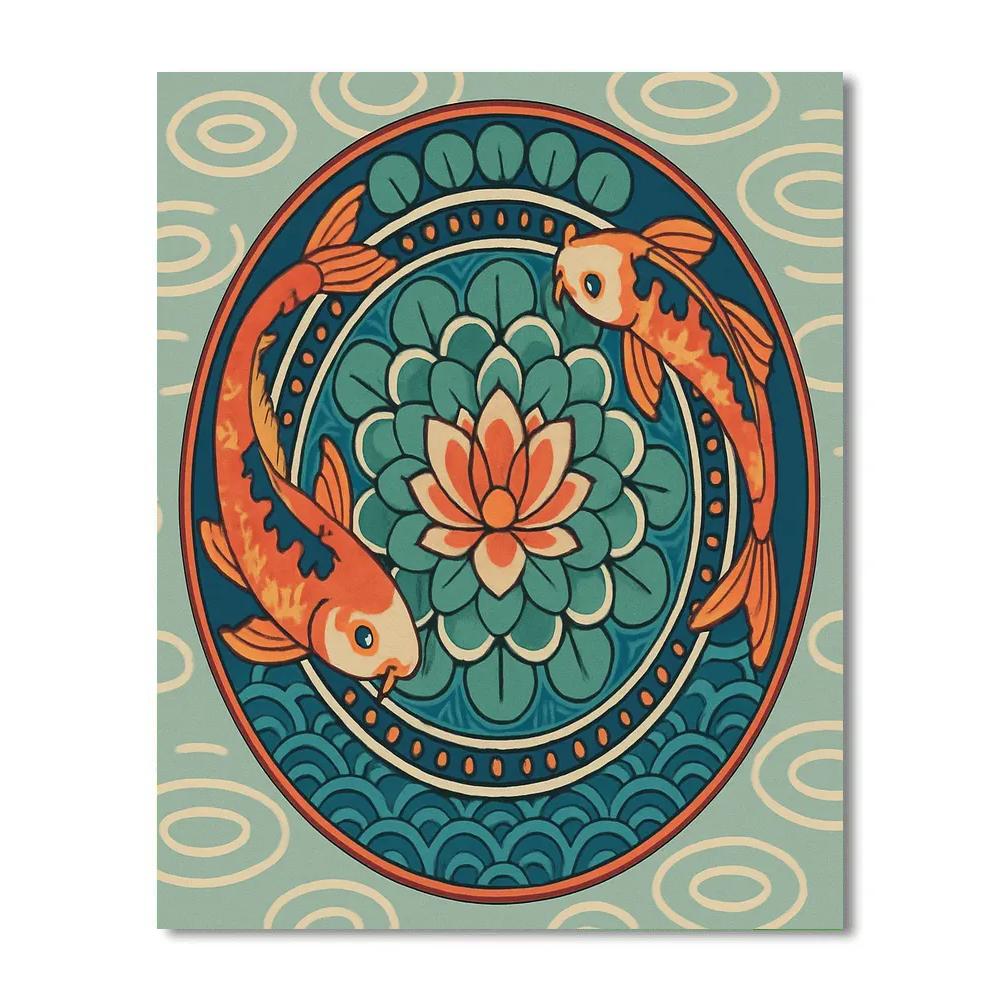 Koi Garden In Mandala Bloom Number painting