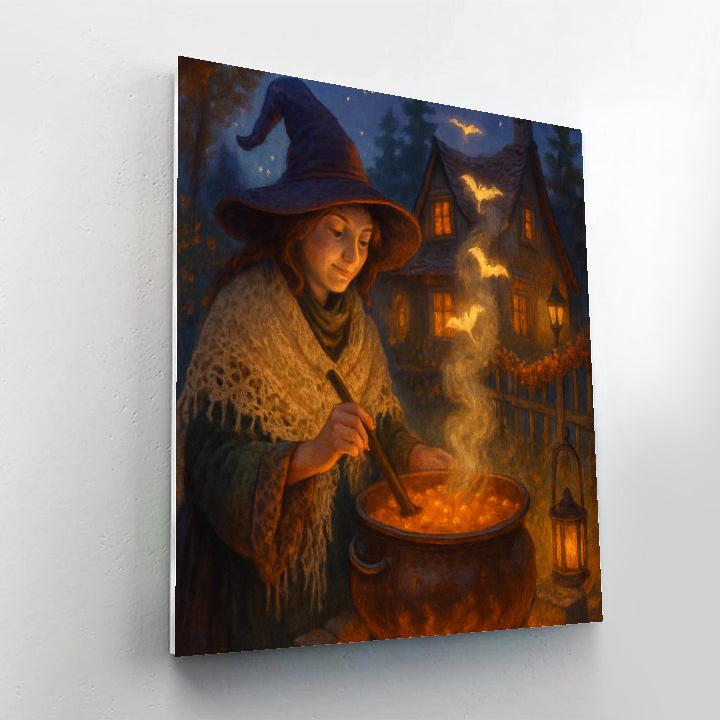 Witch Cottage Jam Stir Under Starlight DIY paint by numbers