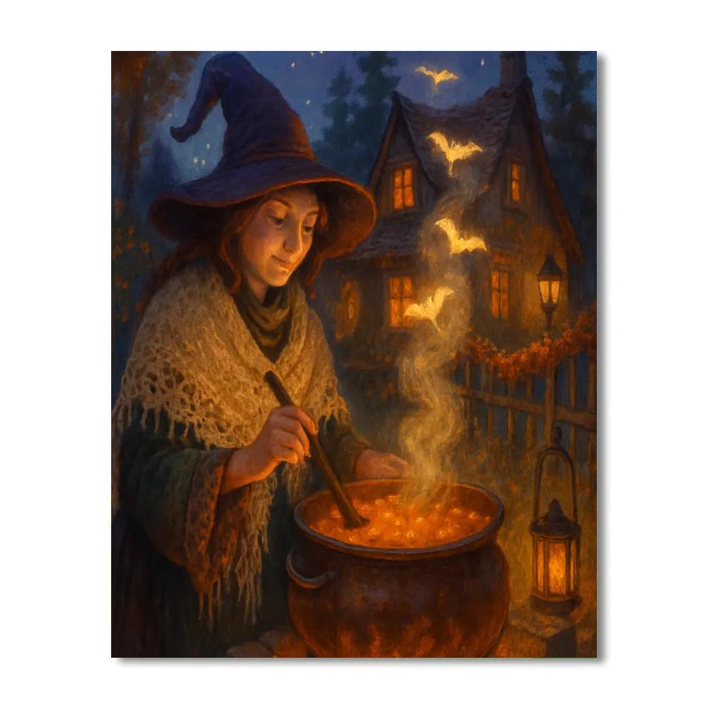 Witch Cottage Jam Stir Under Starlight DIY paint by numbers