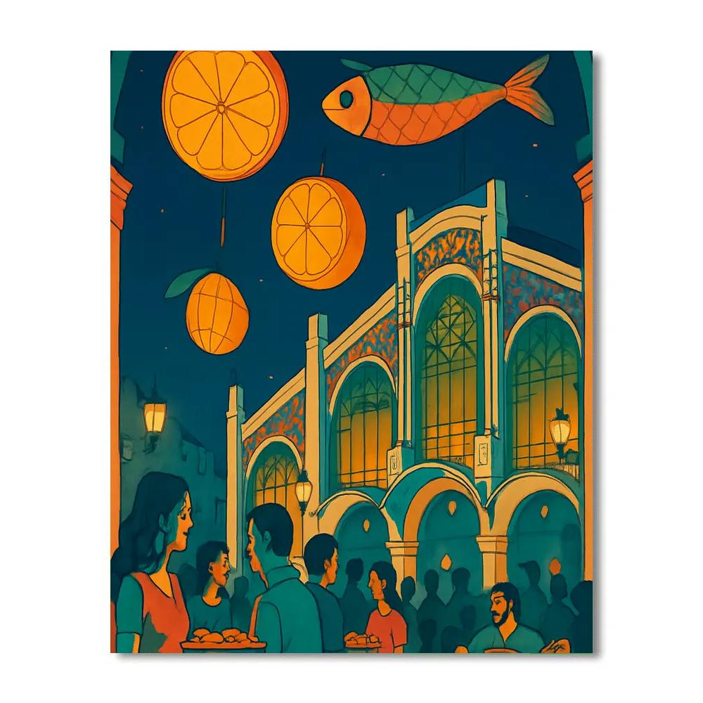 Midnight Kite Carnival In Spain painting number kit