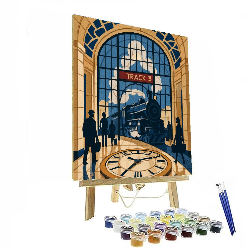 Clockwork Station With Train Echoes paint by color