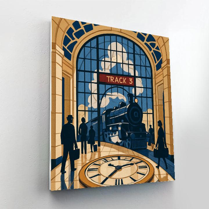 Clockwork Station With Train Echoes paint by color