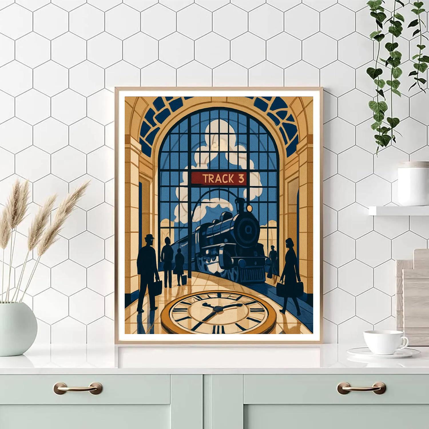 Clockwork Station With Train Echoes paint by color