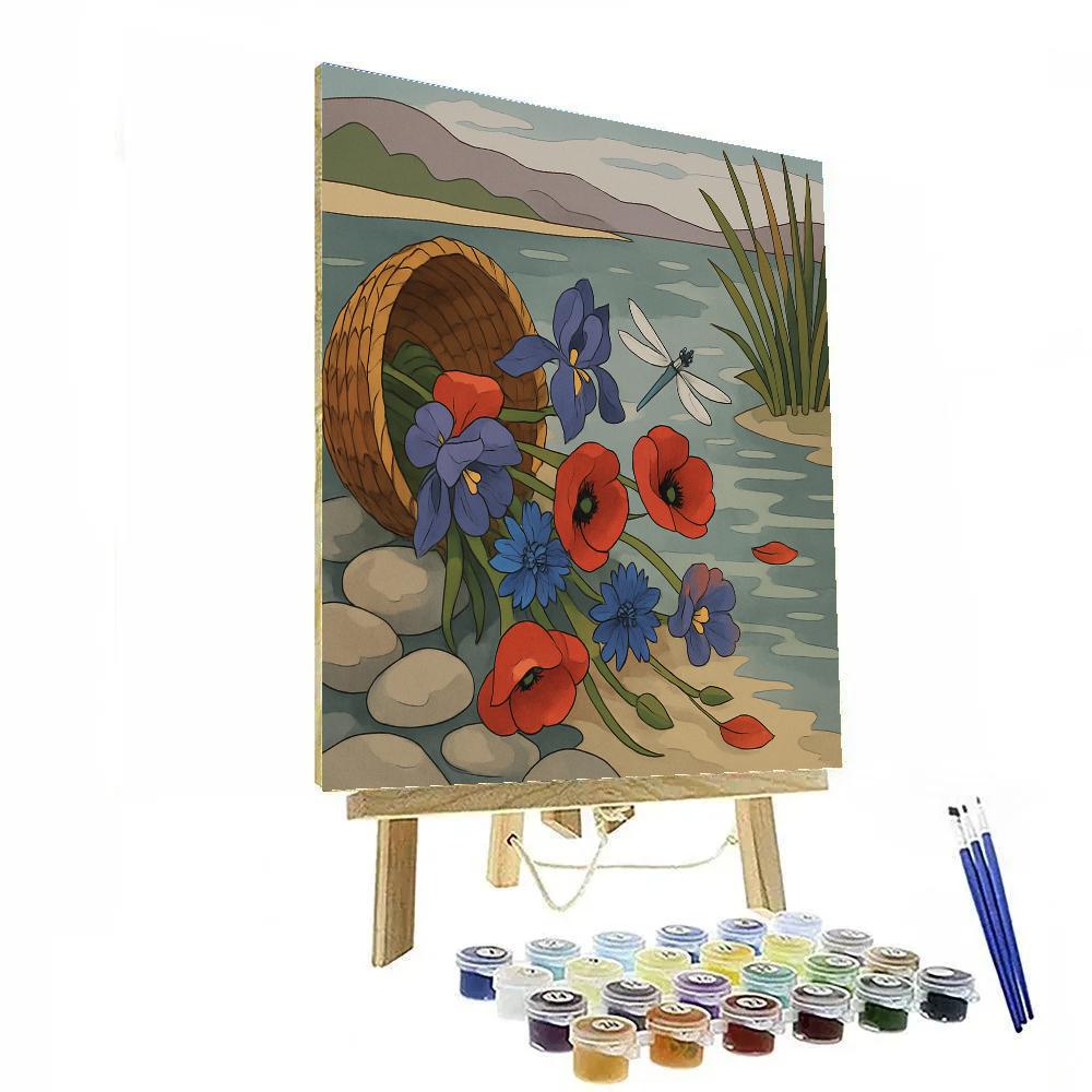 Riverbank Still Life In Floral DIY paint by numbers