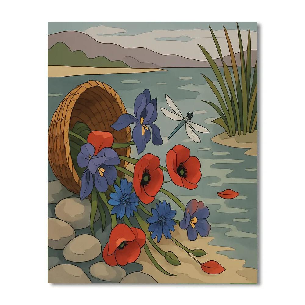 Riverbank Still Life In Floral DIY paint by numbers