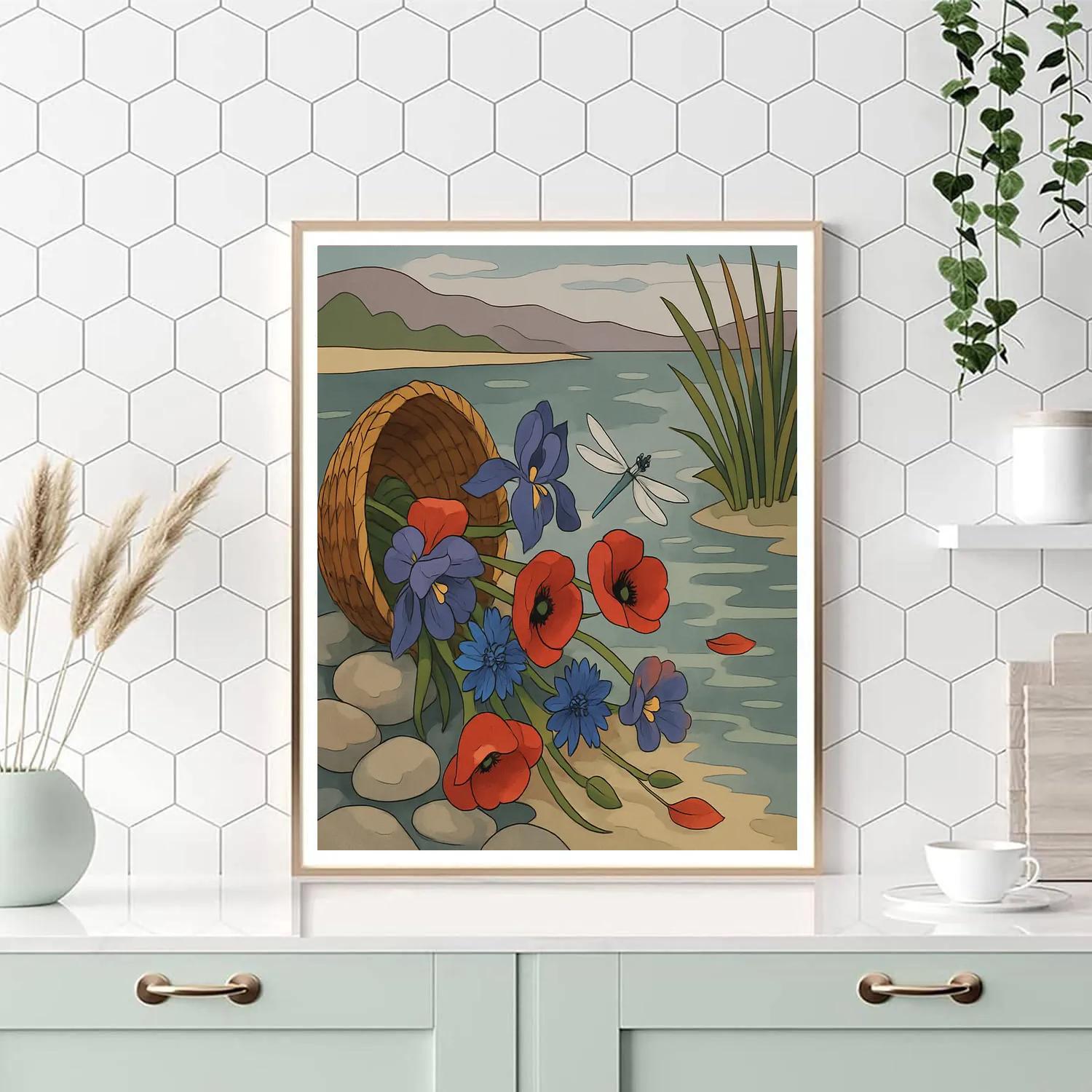 Riverbank Still Life In Floral DIY paint by numbers