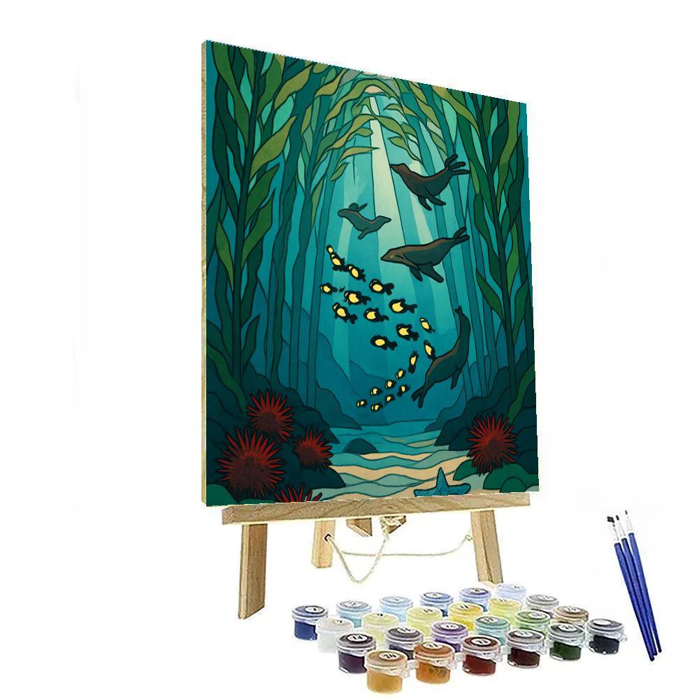 Kelp Cathedral With Ocean Lanternfish Numbered painting kits