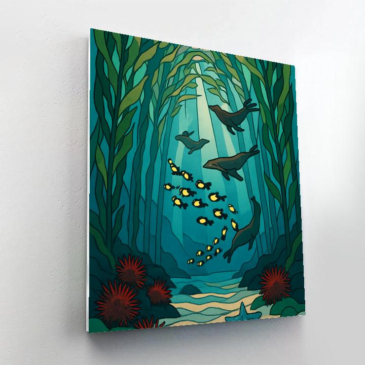 Kelp Cathedral With Ocean Lanternfish Numbered painting kits
