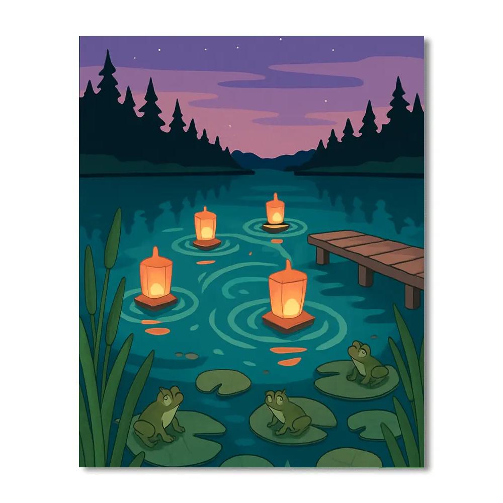 Paper Lantern Regatta On The Lake paint by numbers