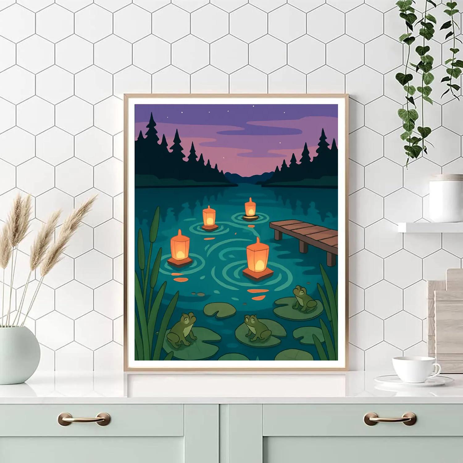 Paper Lantern Regatta On The Lake paint by numbers