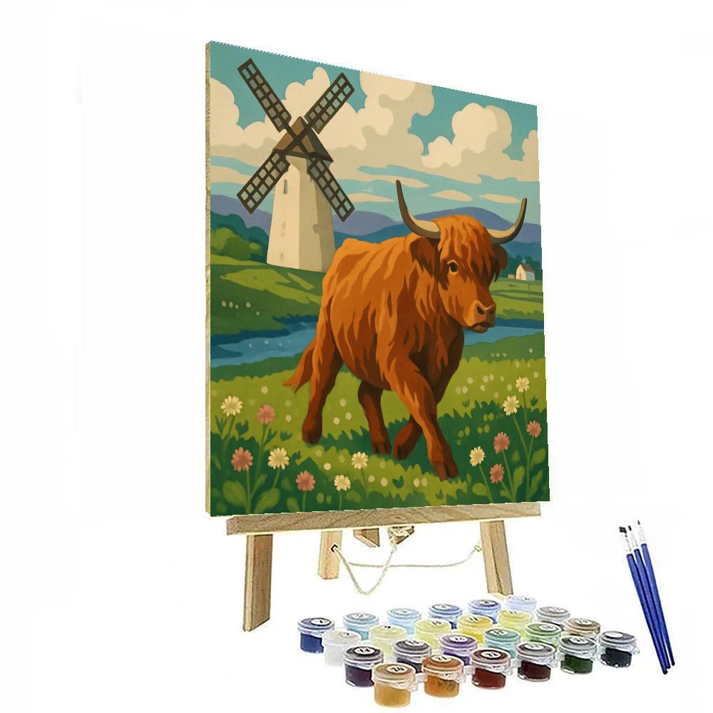 Windmill Shadows Over The Cow Pasture Numbered painting kits