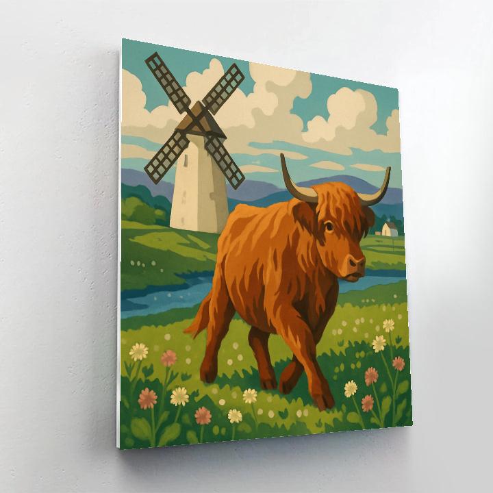Windmill Shadows Over The Cow Pasture Numbered painting kits