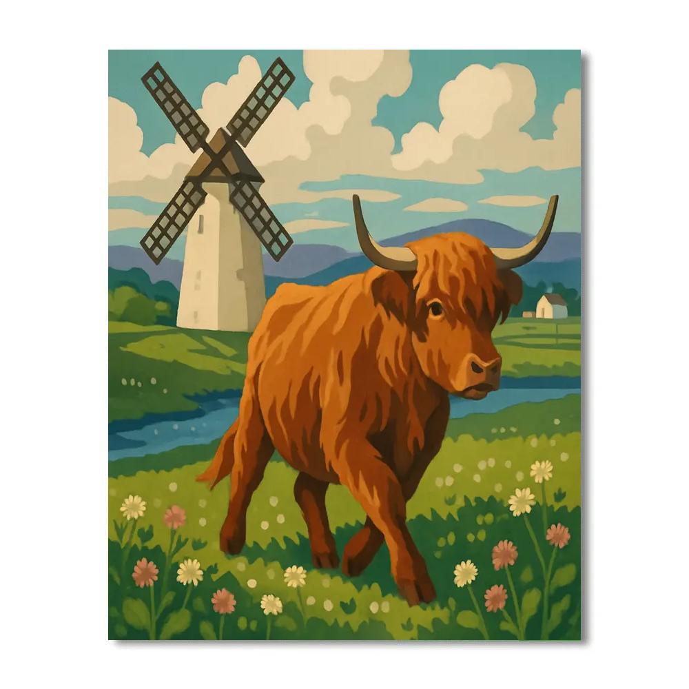 Windmill Shadows Over The Cow Pasture Numbered painting kits