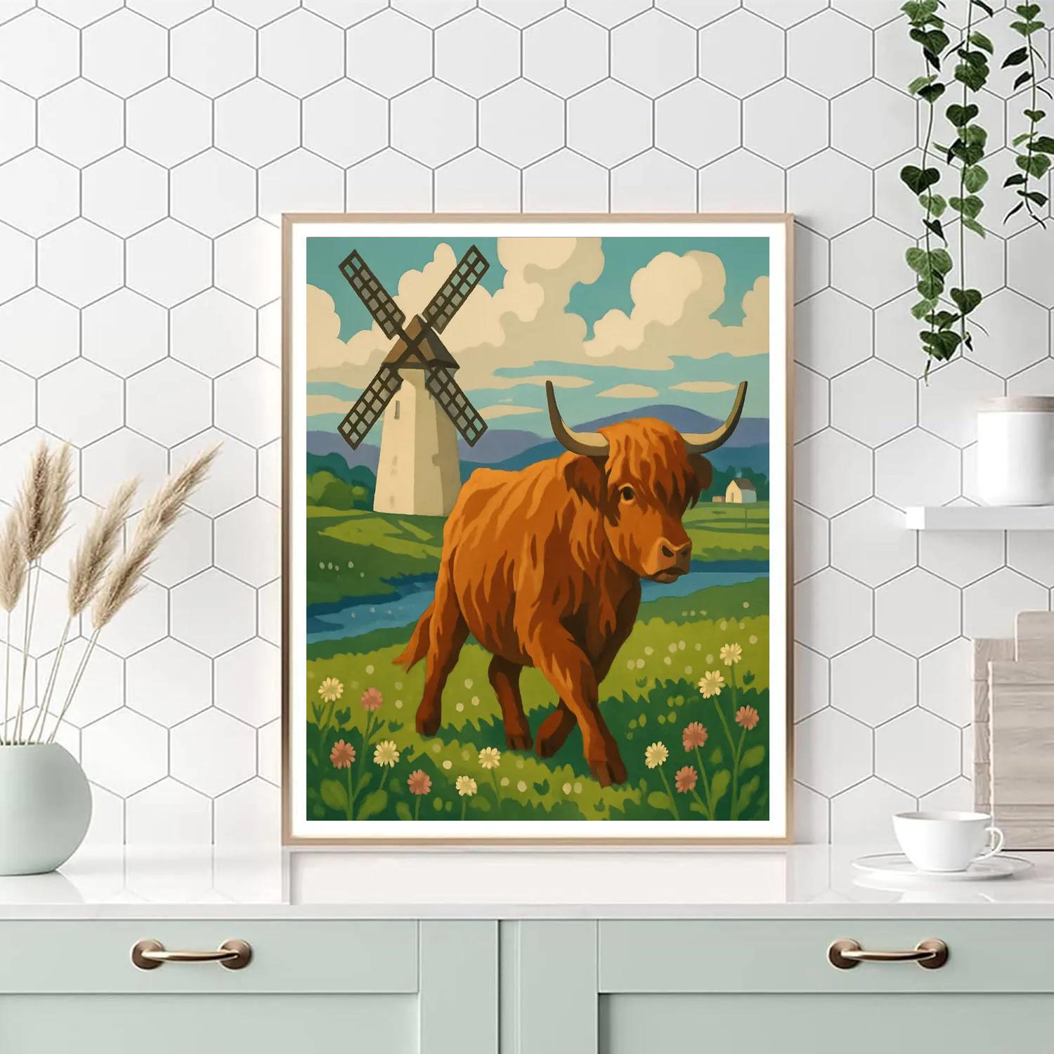 Windmill Shadows Over The Cow Pasture Numbered painting kits