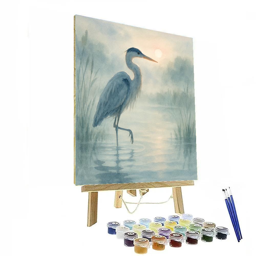 Heron At Dawn In The Mist Reed Channel painting number kit