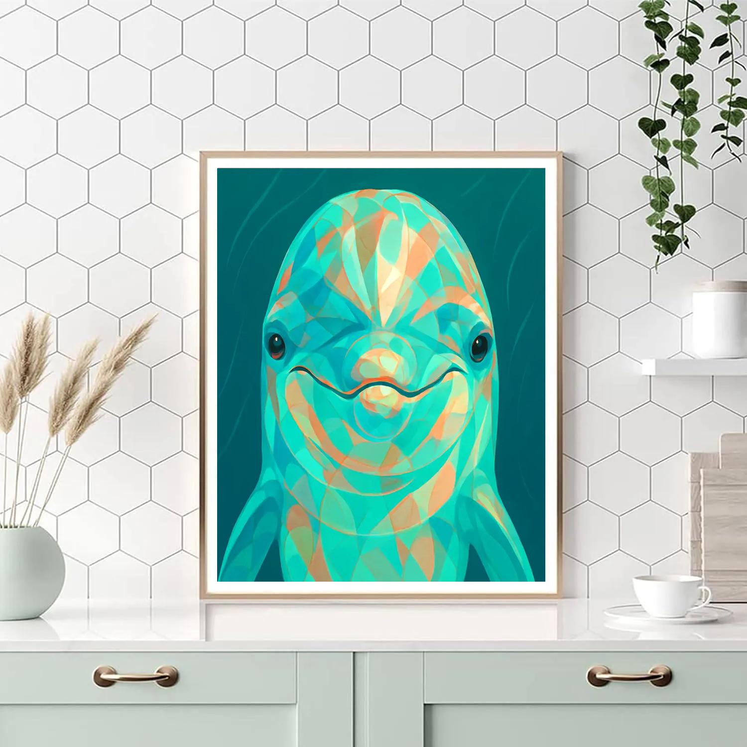 Tideglass Dolphin Portrait Paint by numbers art