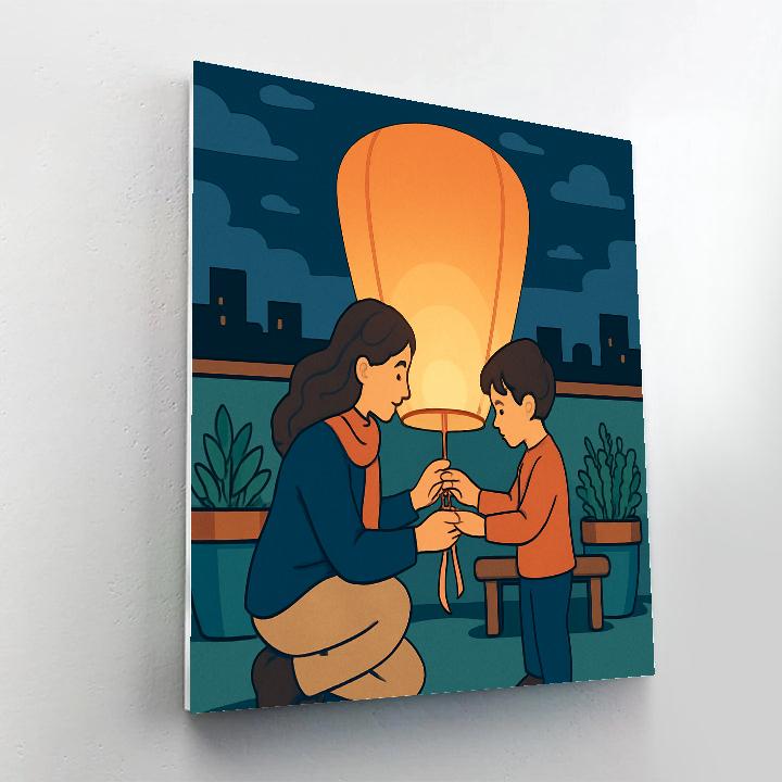 Sky Lantern Mother Promise Painting by numbers kit