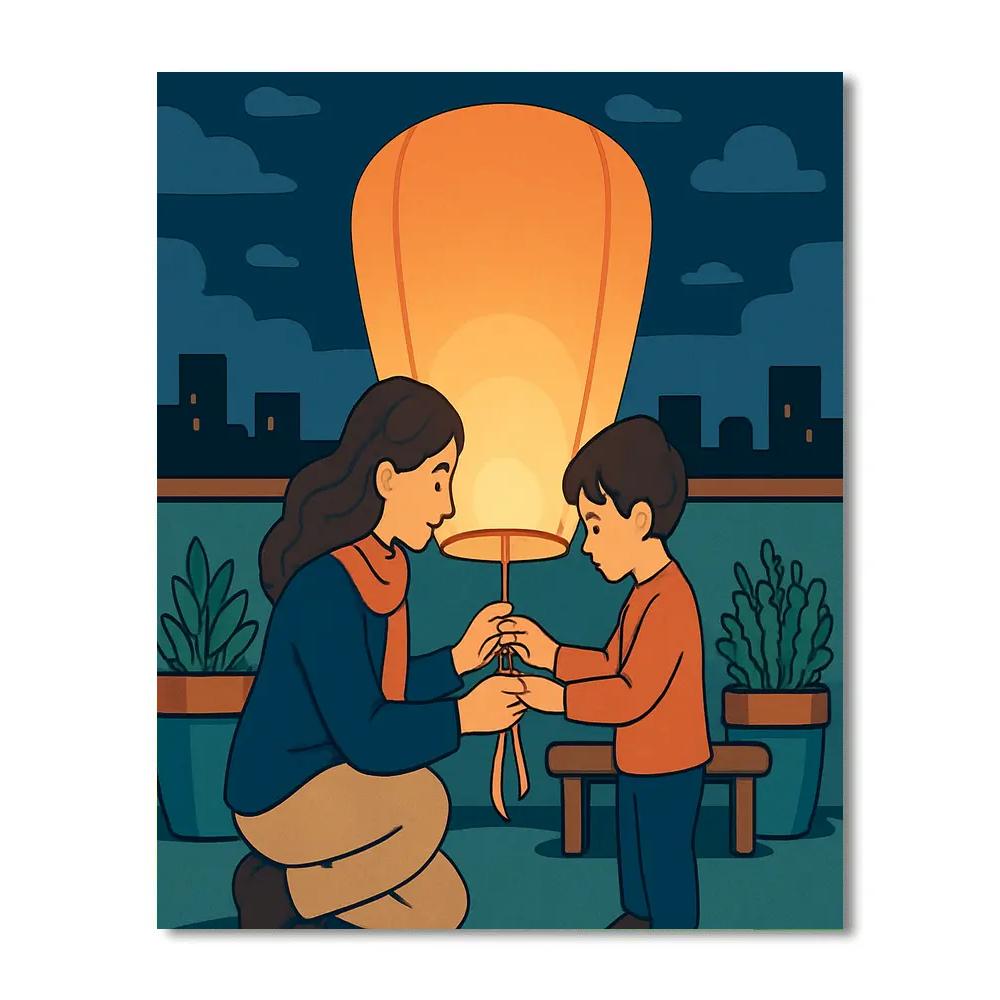 Sky Lantern Mother Promise Painting by numbers kit