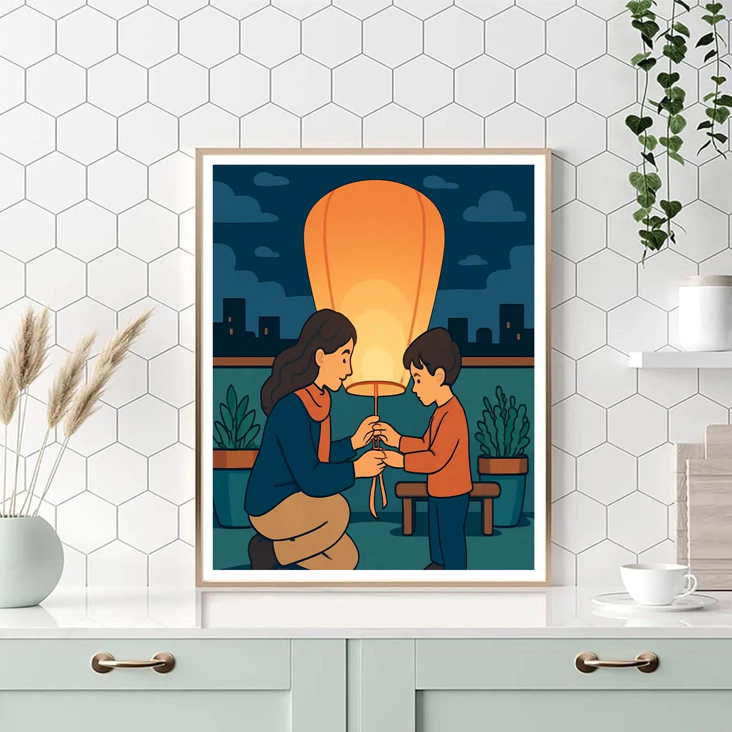 Sky Lantern Mother Promise Painting by numbers kit