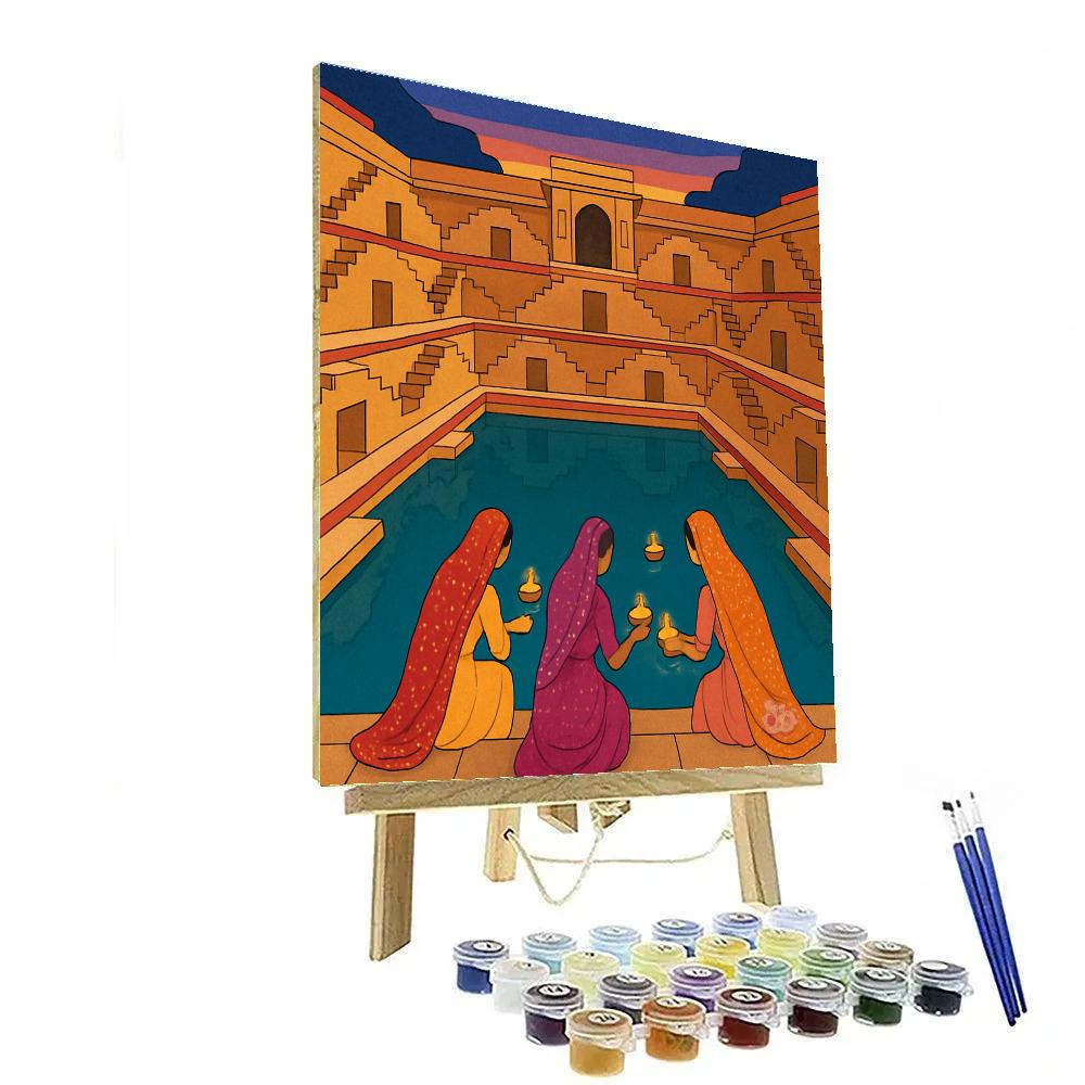 Stepwell Reverie In India Twilight Paint by numbers kits