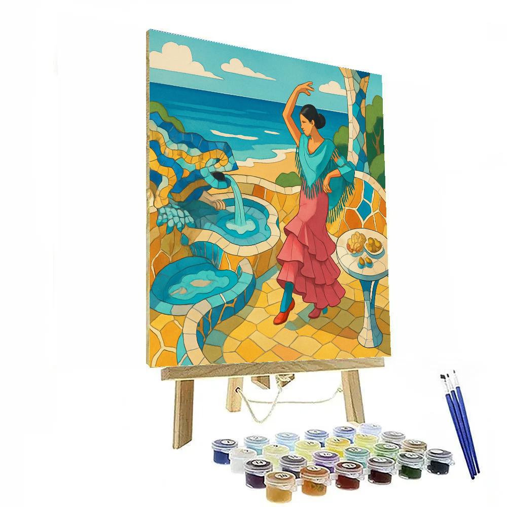 Spain-Gaudi Mosaic Sea Garden paint by numbers