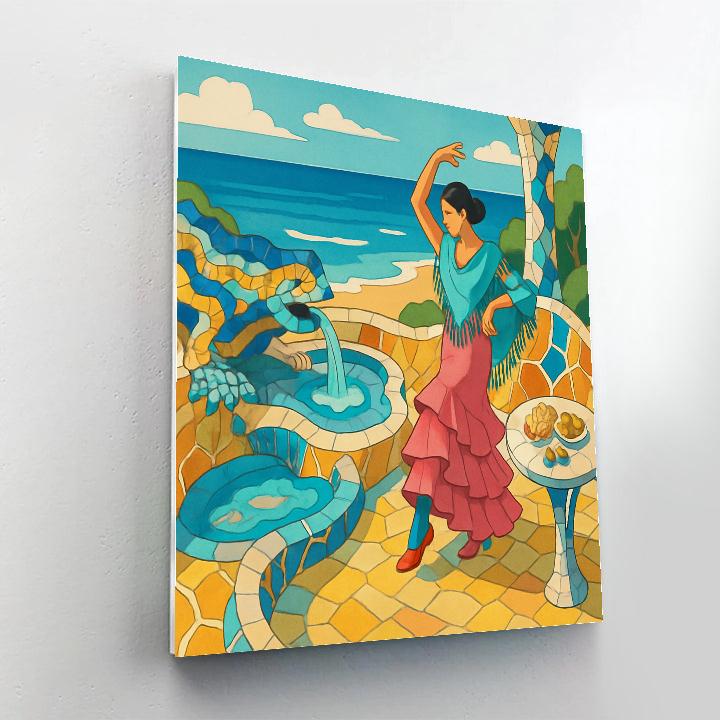 Spain-Gaudi Mosaic Sea Garden paint by numbers