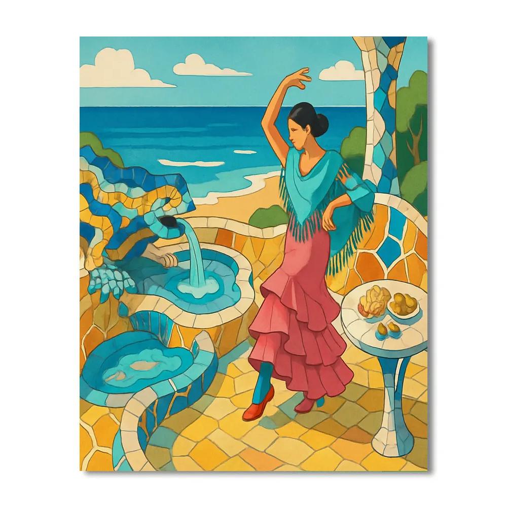 Spain-Gaudi Mosaic Sea Garden paint by numbers
