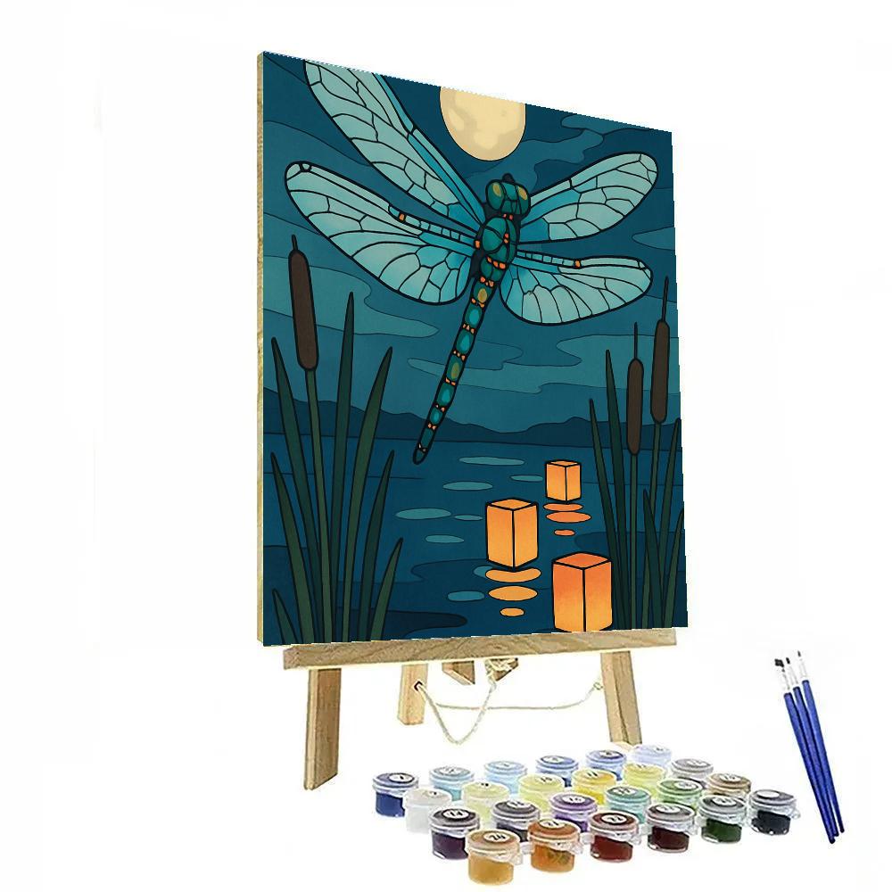 Lanternlit Dragonfly Marsh Serenade Number painting