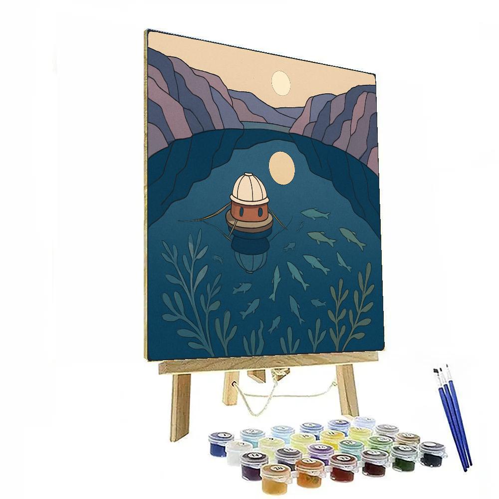 Lake Mirror Basin With Floating Observatory Painting by numbers kit