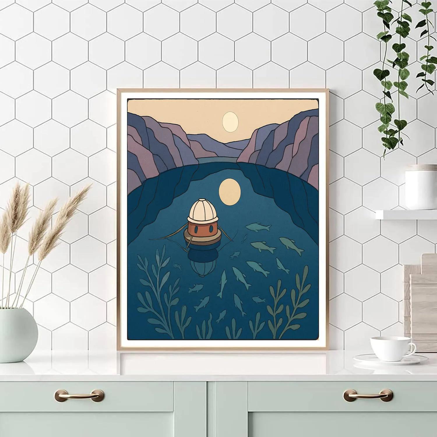 Lake Mirror Basin With Floating Observatory Painting by numbers kit