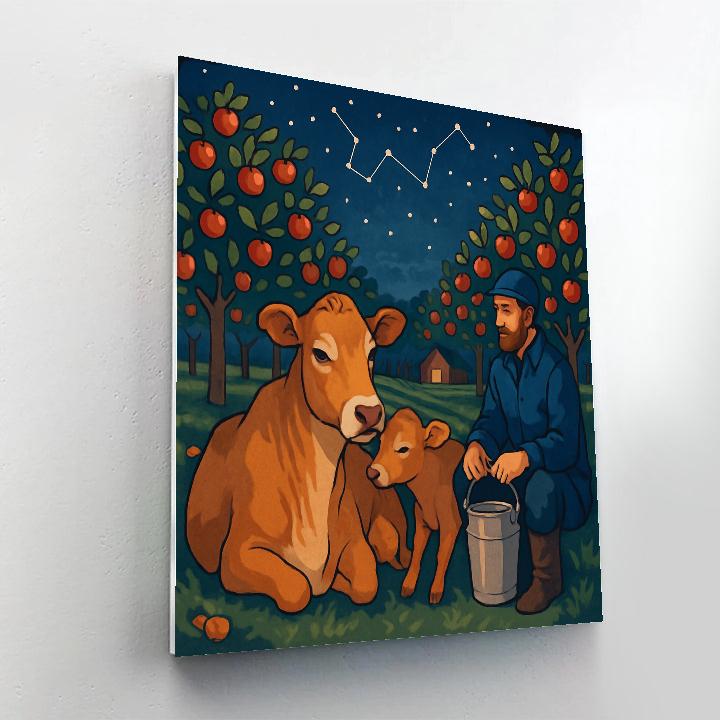 Starlit Orchard Cow Companion paint by number
