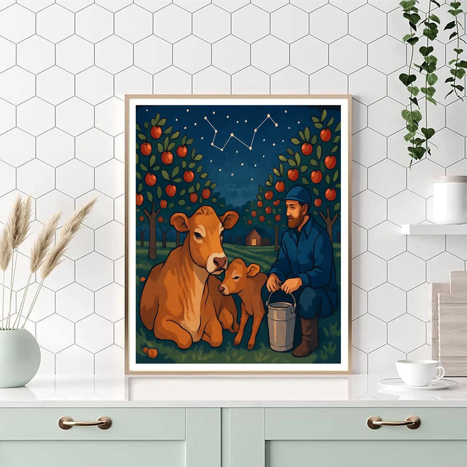 Starlit Orchard Cow Companion paint by number