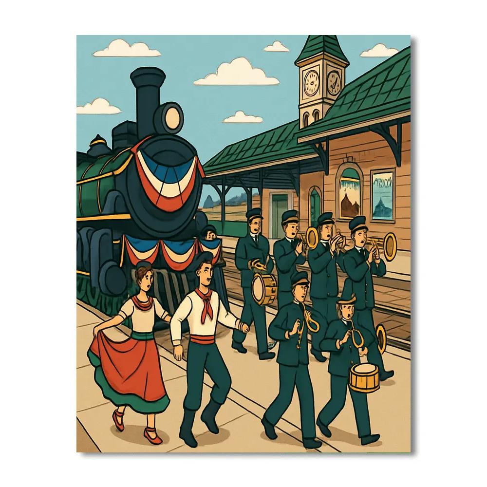 Historic Railway Platform With National Heritage Parade Paint by numbers art