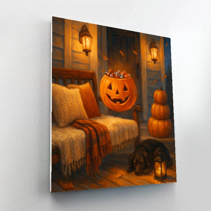 Autumn Porch With The Floating Candy Bowl Paint by numbers kits