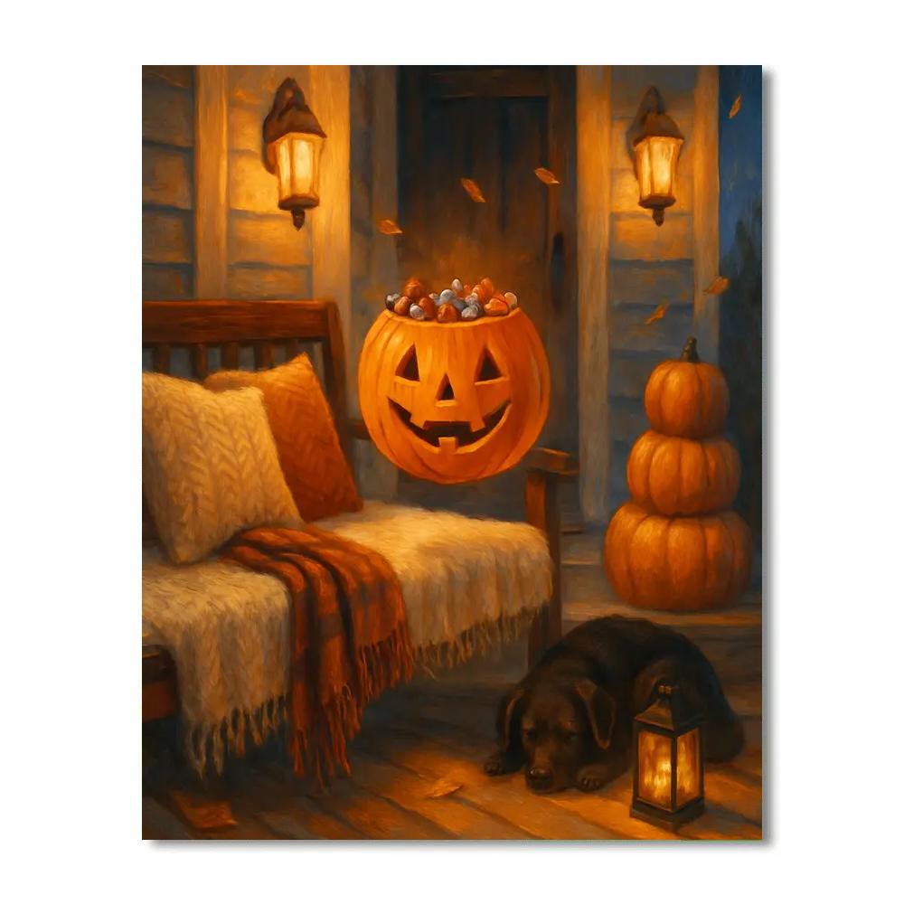 Autumn Porch With The Floating Candy Bowl Paint by numbers kits